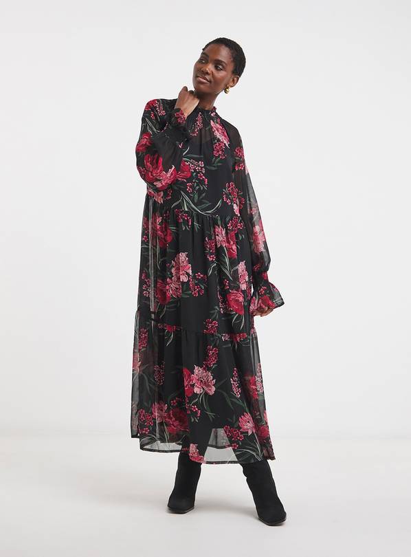 JD WILLIAMS Shirred High Neck Tiered Maxi Dress 30